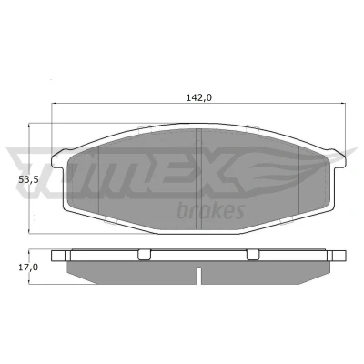 Abbildung von TOMEX brakes TX 11 56 Bremsbelagsatz Vorderachse NISSAN: Patrol GR 4 SUV, Hardtop, Urvan Bus