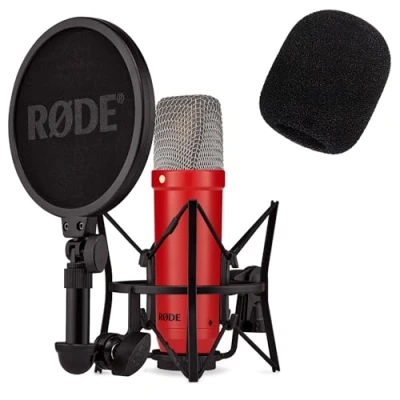 Abbildung von Rode NT1 Signature Red Studio Mikrofon Rot + keepdrum WS2 Popschutz