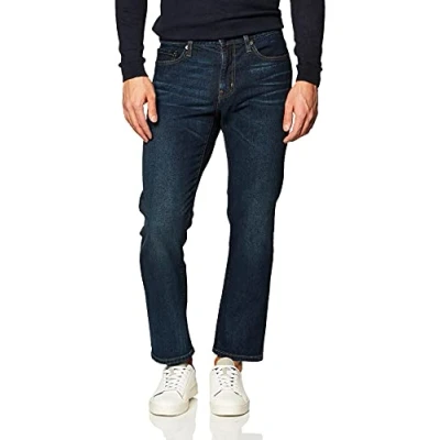Abbildung von Amazon Essentials Herren Stretchjeans, Gerade Geschnitten, Dunkle Waschung, 36W / 31L