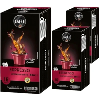 Abbildung von Cafet für Cremesso, Kaffekapseln Espresso 48 Stück (3 x 16 Stück)