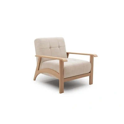 Abbildung von Cavadore Sessel Billan / Polstersessel im skandinavischen Design mit massivem Holzgestell in Buche 78 x 88 106 Mikrofaser, Beige