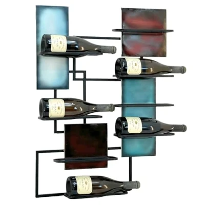 Abbildung von DanDiBo Weinregal Wand Metall Schwarz 8 Flaschen Schmal 96618 Design Flaschenregal Modern Weinständer