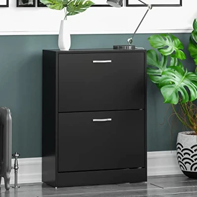 Abbildung von Vida Designs Home Discount mit 2 Schubladen zur Aufbewahrung Ausziehen Hölzern Möbelstück Schwarz