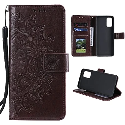 Abbildung von CoverKingz Schutzhülle kompatibel mit Samsung Galaxy A03s Handycover Kartenfach Schutztasche Wallet Flip Case klappbar Motiv Mandala Braun