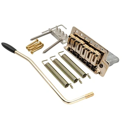 Abbildung von Musiclily Pro 52,5mm Moderne 6 Schrauben Tremolo Steg Bridge 36mm Kurzer Block für Squier Strat Style E Gitarre, Gold