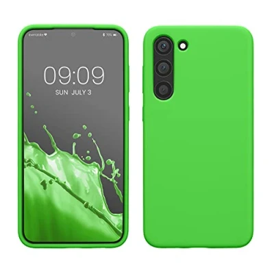 Abbildung von kwmobile Hülle kompatibel mit Samsung Galaxy S23 Plus dünnes Silikon Handy Case stoßfeste Handyhülle weiche Oberfläche Kabelloses Laden Limettengrün