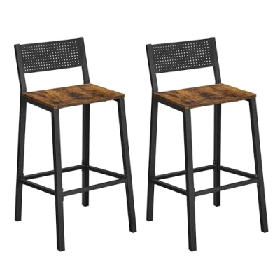Abbildung von VASAGLE Barhocker, 4er Set, Barstuhl, Küchenstuhl, für Küche, Wohnzimmer, Esszimmer, Industrie Design, vintagebraun schwarz LBC270B01