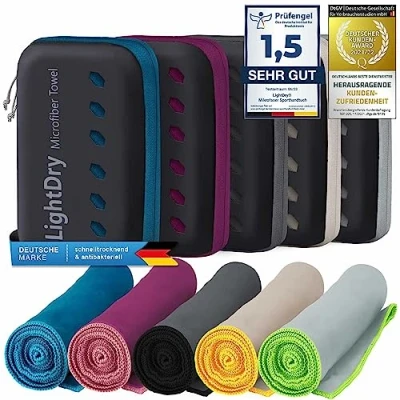 Abbildung von LightDry Sporthandtuch Badehandtuch Reise Handtuch, Mikrofaser, saugfähig, leicht &amp; antibakteriell schnell trocknend
