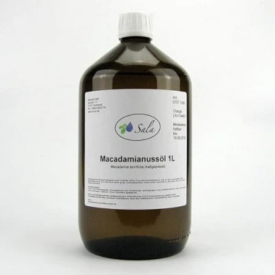 Abbildung von Sala Macadamianussöl kaltgepresst FOOD GRADE konv. (1 L Glasflasche)