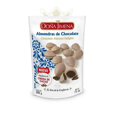 Abbildung von DOÑA JIMENA Mandeln mit Schokocremefüllung, höchste Qualität, typische Weihnachtssüßigkeit, handwerklich hergestelltes Rezept, 200 g