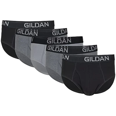 Abbildung von Gildan Herren Baumwoll Stretch Slip, Black Soot/Heather Dunkelgrau/Grau Flanell (5er Pack), Medium
