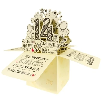 Abbildung von BOFUNX Geburtstag Karte zum 14. Pop up 3D Happy Birthday Grußkarte Geburtstagskarte Kreative Geburtstagsgeschenk für Familie und Freunden