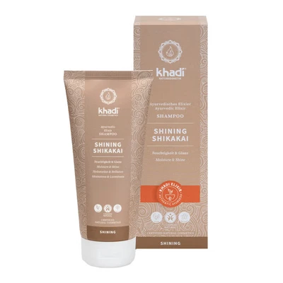 Abbildung von khadi SHINING Shikakai Ayurvedisches Shampoo, 100% natürlich &amp; silikon frei, Aloe Vera glättet Spliss, intensiver Glanz Feuchtigkeit, Vegane Haarpflege, Zertifizierte Naturkosmetik 200ml