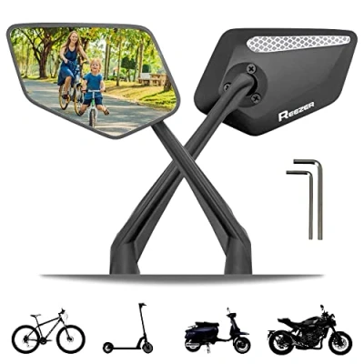 Abbildung von REEZER Fahrradspiegel (rechts+links) mit extra großer Spiegelfläche 360 verstellbarer Fahrrad Spiegel für E Bike &amp; Scooter Lenker Rückspiegel kompatibel allen Modellen Bikes Zubehör