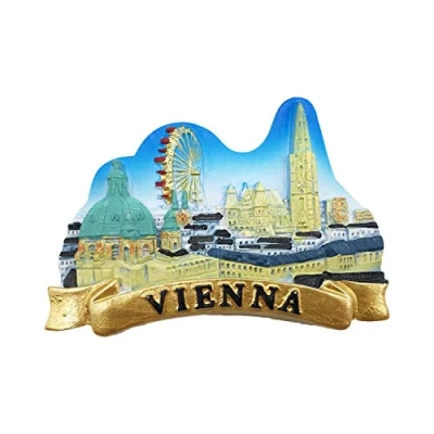 Abbildung von 3D Österreich Wien Kühlschrankmagnet Tourist Travel Souvenirs Handgemachte Harz Handwerk Magnetische Aufkleber Home Küche Dekoration Sammlung Geschenk