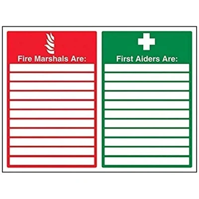 Abbildung von vsafety 13046bf r Fire Equipment Zeichen, Streckenposten/Erste Hilfe Kurse mit Leerzeichen, starrer Kunststoff, Landschaft, 400 mm x 300 mm, grün/rot