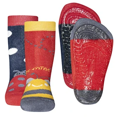 Abbildung von Ewers Stopper ABS KÄFER Socken für Kinder, Größe: 19 20, Rot navy