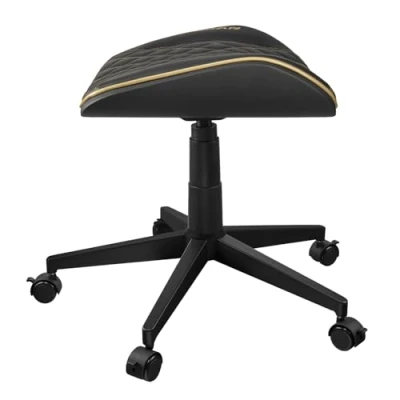 Abbildung von COUGAR Crosser Gold Mehrzweck Gaming Hocker, gewellter Sitz, PVC Kunstleder Polsterung, verstellbare Höhe, Basis mit 5 Rollen, bis zu 120 kg Gewichtsunterstützung, Schwarz &amp;