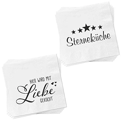 Abbildung von Servietten 40er Set │ 2 Motive Sprüche &quot;Küche&quot; 3lagige Papierserviette 33x33cm │stoffähnlich Tuch Partyzubehör (40er Serviette &quot;Küche&quot;)