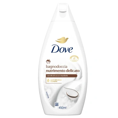 Abbildung von Dove Sanfte pflegende Duschgel, dermo natürliche Feuchtigkeitspflege, Kokosöl, 1/4 Feuchtigkeitscreme, dermatologisch getestet, Duschgel für Damen und Herren, 100% recycelte Flasche* 450 ml