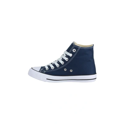 Abbildung von Elara Unisex Kult Sneaker Bequeme Sportschuhe für Damen und Herren High Top Textil SchuheChunkyrayan 44 EU Dunkelblau Basic
