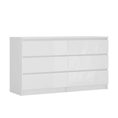 Abbildung von 3E 3xE living.com Kommode mit 6 Schubladen 138 cm, Farbe: Weiss Matt/Weiss Glanz, H: 79 B: T: 39 cm