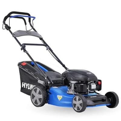 Abbildung von HYUNDAI Benzin Rasenmäher LM4622G, Radantrieb, Mulchfunktion, starker 3.9PS Motor mit 170cc, 46 cm Schnittbreite, 65L Korb, Benzinmäher, Mulcher
