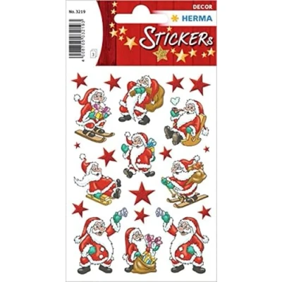 Abbildung von HERMA 3219 Aufkleber Weihnachtsmann klein groß, 63 Stück, Weihnachten Sticker mit Nikolaus Sterne Motiv, Kinder Etiketten für Weihnachtsdeko Geschenke Adventskalender Winter Dekoration DIY Basteln