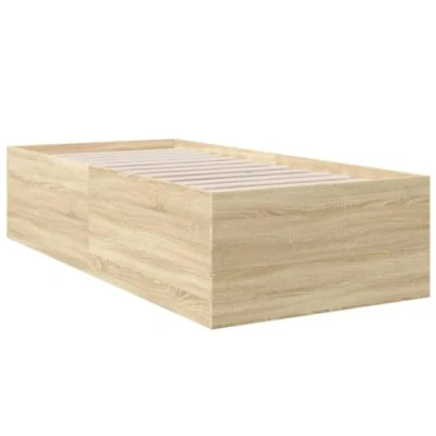 Abbildung von vidaXL Bettgestell, Bett Einzelbett für Schlafzimmer, Bettrahmen mit Lattenrost, Schlafzimmerbett Modernes Design, Sonoma Eiche 100x200cm Holzwerkstoff