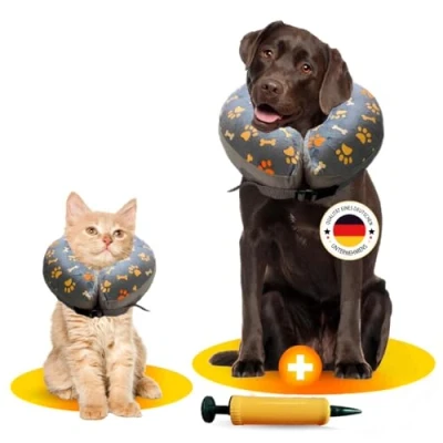 Abbildung von Halskrause Hund &amp; Katze, Hundekragen Leckschutz, Halskragen weich nach OP, Schutzkragen Verschiedene Größen, Kragen für Hunde und Katzen (L)