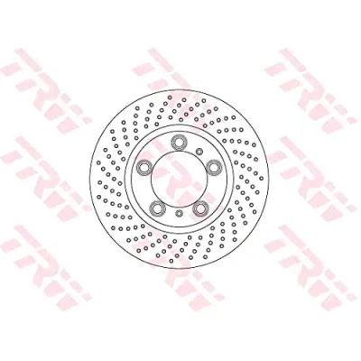 Abbildung von TRW DF6778S Bremsscheibe 315 28 5 130 gelocht/innenbel. lackiert PORSCHE: Boxster, Cayman
