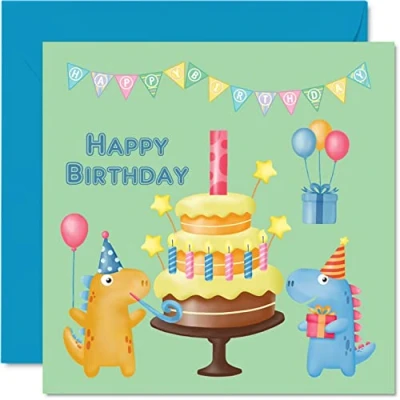 Abbildung von Geburtstagskarte für Jungen zum 1. Geburtstag Dinosaurier den Geburtstag, Jungen, 145 mm x mm, Grußkarte Sohn, Neffe, Enkel, Kinder