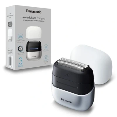 Abbildung von Panasonic ES ACM3BW503 Series 700 Kompaktrasierer mit 3 Klingen, Nass &amp; Trockenrasierer für Männer, Bartdichten Sensor+, IPX7 wasserdicht, USB C Aufladung, AC Netzteil, Weiß