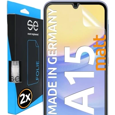 Abbildung von S.E für Samsung Galaxy A15 Schutzfolie Entspiegelt 2x Folien im SET aus Deutschland, 5G Folie Matt, Matte Displayfolie, Alternative Schutzglas