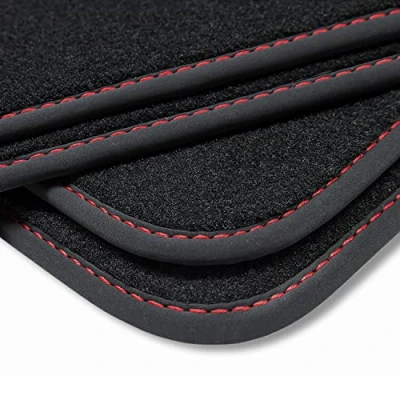 Abbildung von teileplus24 BV543 Velours Fußmatten kompatibel mit Ford Kuga 2 Facelift 2016 2019 Trittschutz Fahrermatte, Naht:Rot