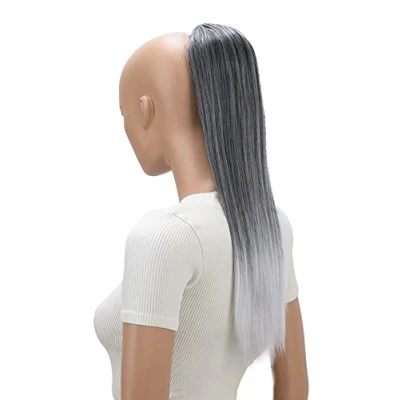 Abbildung von CAISHA 55cm Haarteil Nina mit Kordelverschluss Zopf Haarverlängerung Glatt Grau Mix PH513