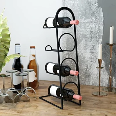 Abbildung von [en.casa] Weinregal Anchamps Flaschenregal 43,5 x 11,5 21 cm Weinschrank für 4 Flaschen Aufbewahrung Weinflaschen aus Metall Flaschenhalter Flaschenablage Schwarz