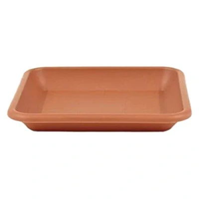 Abbildung von greemotion Blumentopfuntersetzer Jana in Terracotta Blumen Untersetzer eckig für Pflanzkübel Pflanzenuntersetzer quadratisch aus Kunststoff Pflanzen Untertopf 20 x cm
