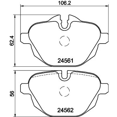 Abbildung von HELLA 8DB 355 013 921 Bremsbelagsatz für Verschleißwarnanzeiger vorbereitet mit Bremssattelschrauben Zubehör BMW: X3, 5 Touring, Limousine