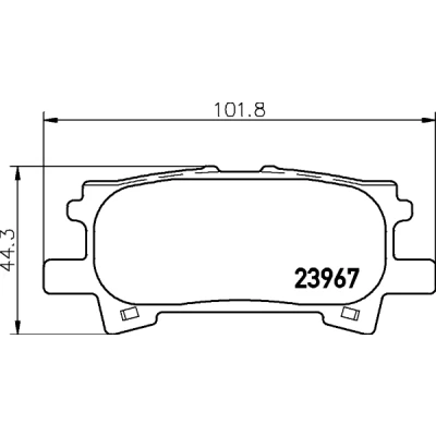 Abbildung von HELLA 8DB 355 010 621 Bremsbelagsatz nicht für Verschleißwarnanzeiger vorbereitet LEXUS: RX II, TOYOTA: Highlander I