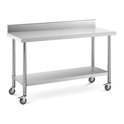 Abbildung von Royal Catering RCAT 150/60 WS Edelstahltisch mit Rollen und Aufkantung 60 x 150 cm 160 kg Tragkraft Arbeitstisch auf