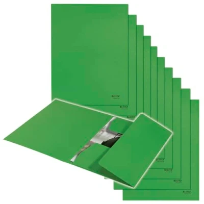Abbildung von Leitz Recycle Jurismappe A4, 10er Pack, Für 250 Blatt, Kunststoff Ordner in Premium Qualität mit Gummibändern, 100 % recycelbar, CO2 kompensiert, Umweltfreundlich, Serie, Grün, 39060055