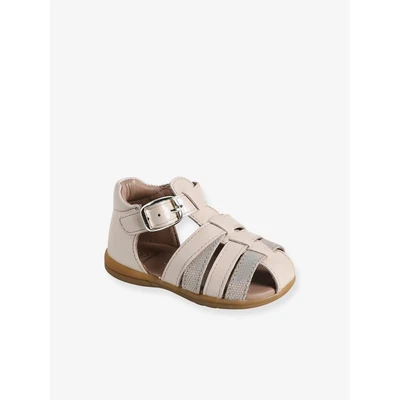 Abbildung von Vertbaudet Mädchen Baby Lauflern Sandalen beige glanzeffekt 21