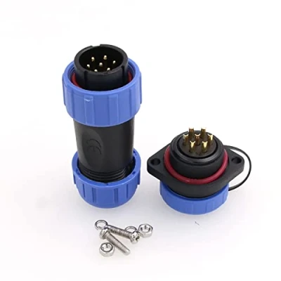 Abbildung von Eonvic HE21 7 poliger wasserdichter Stecker, Luftfahrt Rundstecker, Gewindestecker, 812 mm, Kabel für industrielle Strombeleuchtung, Innen und Außenbereich