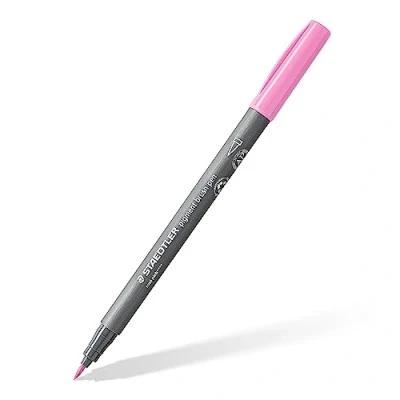 Abbildung von STAEDTLER brush pen pigment Arts, rosé pink, pigmentierte Premium Zeichentusche, Pinselspitze für variable Linienbreite, wasserfest, schnelltrocknend, 10 pens im Kartonetui, 371 208