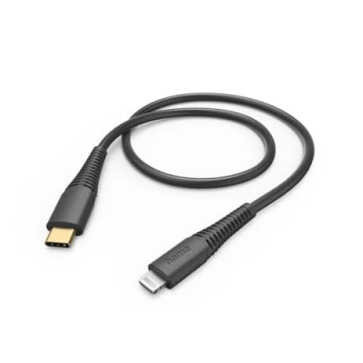 Abbildung von Hama Ladekabel USB C auf Lightning (iPhone Ladekabel, Kabel, iPhone 14 13 12 11 Pro Max Plus mini SE XS XR X 8 7, iPad Air mini, iPod, MFI zertifiziert, vergoldet, 1,5m) schwarz