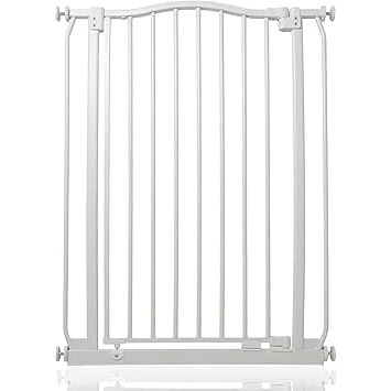 Abbildung von Safetots Extragroßes Treppenschutzgitter mit gebogenem oberen Teil, 71cm 80cm, Mattweiß, Extra Hoch 100cm in der Höhe, Druckbefestigung, Babygitter für Türen