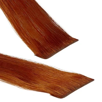 Abbildung von hair2heart Premium Invisible Tape Extensions Echthaar 40 Tapes 60cm Kupferrot