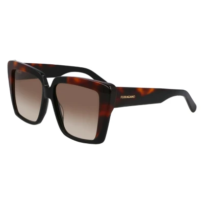Abbildung von Salvatore Ferragamo Unisex SF1060SN Sunglasses, 006 Black/Tortoise, 55