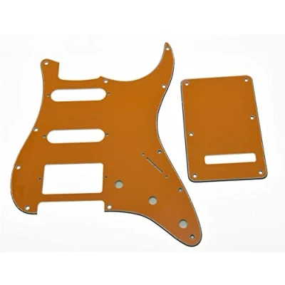 Abbildung von KAISH 11 Loch Strat Style HSS Schlagbrett ST Rückplatte Tremolo Trem Abdeckung für USA/Mexiko Stratocaster/Strat Orange 3 lagig